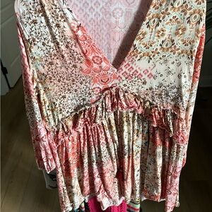 Bohemian Zara Pink and Cream Ruffled Dress
